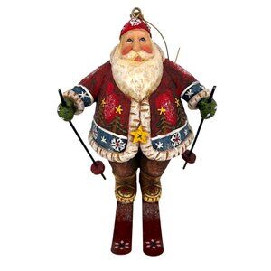 Santa Claus Old World Nordic Skiing Christmas Ornament